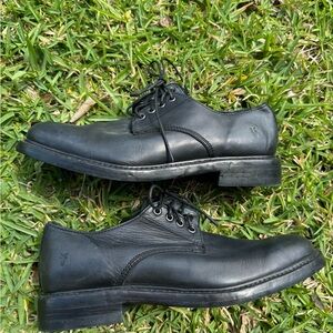 FRYE Men's Black Leather Dress Shoes trendy lace up black derby oxford b…